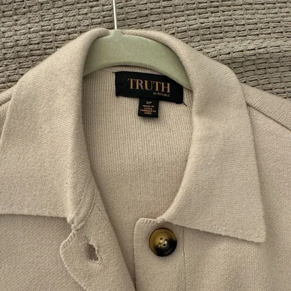 Women's Beige Button-Up Light Knit Sweater - Picture 2 of 7